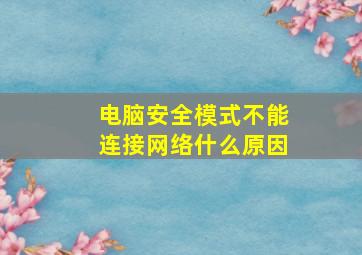 电脑安全模式不能连接网络什么原因