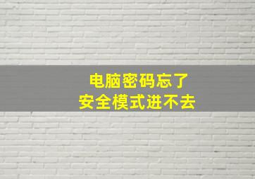 电脑密码忘了安全模式进不去