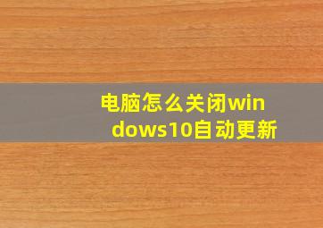 电脑怎么关闭windows10自动更新