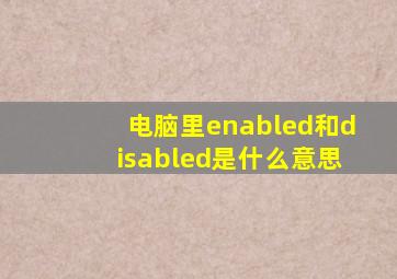 电脑里enabled和disabled是什么意思