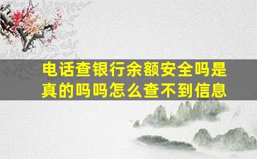 电话查银行余额安全吗是真的吗吗怎么查不到信息