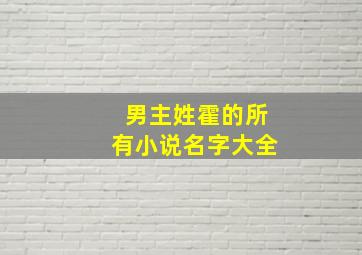 男主姓霍的所有小说名字大全