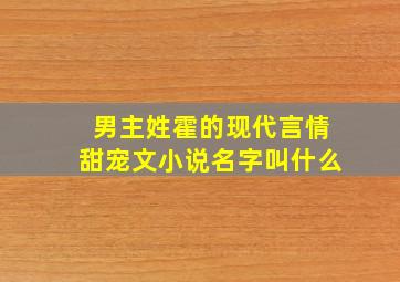 男主姓霍的现代言情甜宠文小说名字叫什么