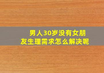 男人30岁没有女朋友生理需求怎么解决呢