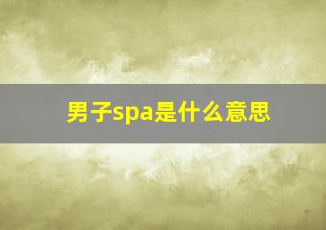 男子spa是什么意思