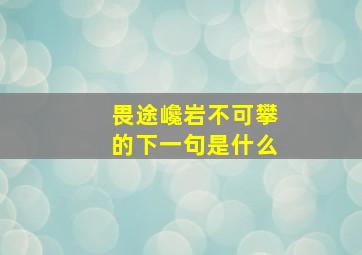 畏途巉岩不可攀的下一句是什么