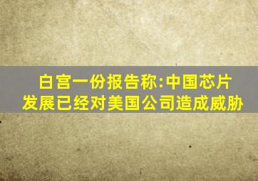 白宫一份报告称:中国芯片发展已经对美国公司造成威胁