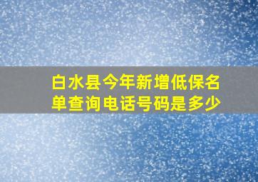 白水县今年新增低保名单查询电话号码是多少