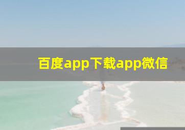 百度app下载app微信