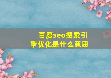 百度seo搜索引擎优化是什么意思