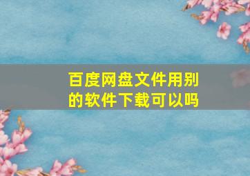 百度网盘文件用别的软件下载可以吗