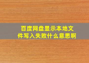 百度网盘显示本地文件写入失败什么意思啊