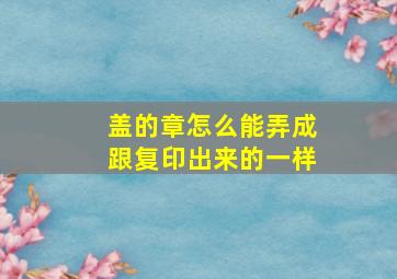 盖的章怎么能弄成跟复印出来的一样