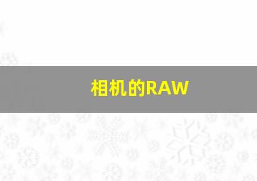 相机的RAW