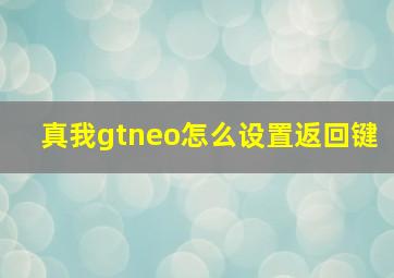 真我gtneo怎么设置返回键