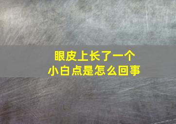 眼皮上长了一个小白点是怎么回事