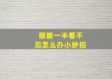 眼睛一半看不见怎么办小妙招