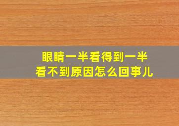 眼睛一半看得到一半看不到原因怎么回事儿