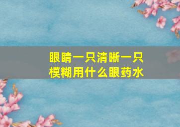 眼睛一只清晰一只模糊用什么眼药水