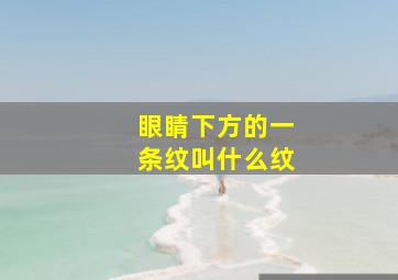 眼睛下方的一条纹叫什么纹