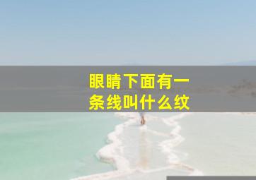 眼睛下面有一条线叫什么纹