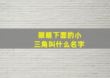 眼睛下面的小三角叫什么名字