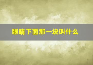 眼睛下面那一块叫什么