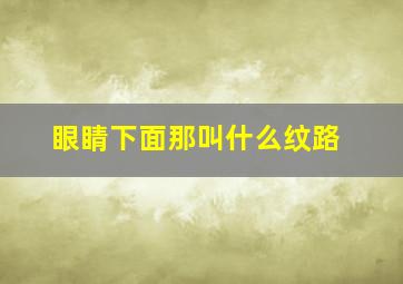 眼睛下面那叫什么纹路