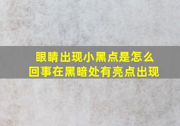 眼睛出现小黑点是怎么回事在黑暗处有亮点出现