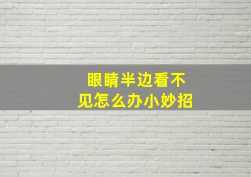 眼睛半边看不见怎么办小妙招