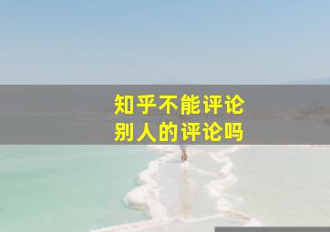 知乎不能评论别人的评论吗