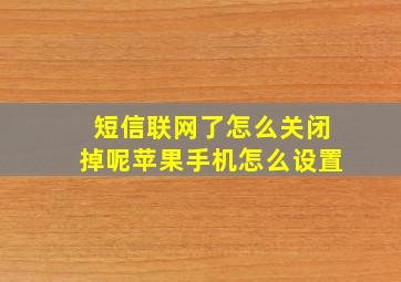 短信联网了怎么关闭掉呢苹果手机怎么设置