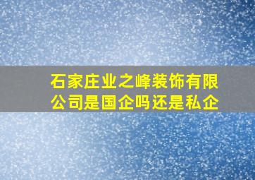 石家庄业之峰装饰有限公司是国企吗还是私企