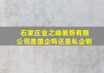 石家庄业之峰装饰有限公司是国企吗还是私企啊