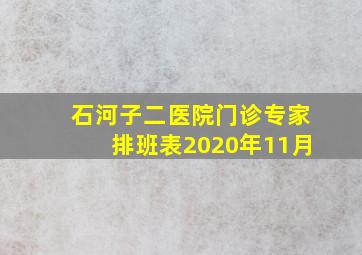 石河子二医院门诊专家排班表2020年11月