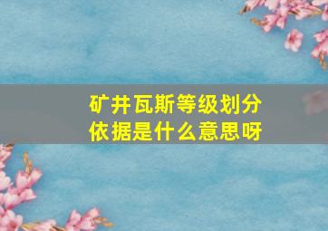 矿井瓦斯等级划分依据是什么意思呀