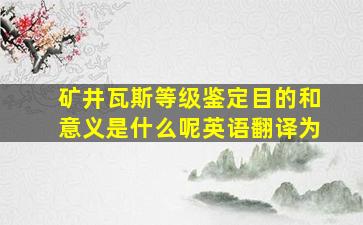 矿井瓦斯等级鉴定目的和意义是什么呢英语翻译为