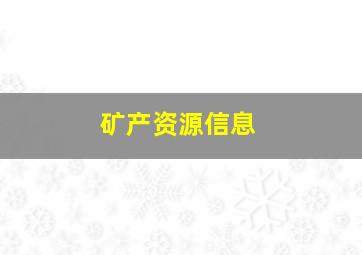 矿产资源信息