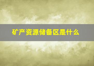 矿产资源储备区是什么