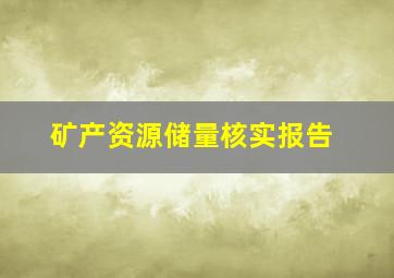 矿产资源储量核实报告