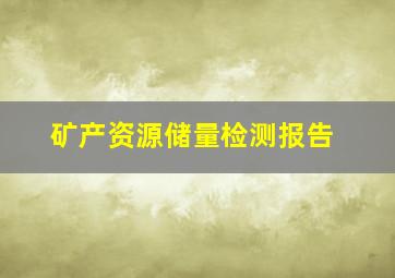 矿产资源储量检测报告