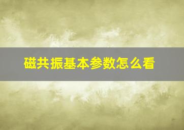 磁共振基本参数怎么看