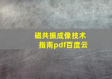 磁共振成像技术指南pdf百度云