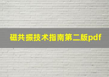 磁共振技术指南第二版pdf