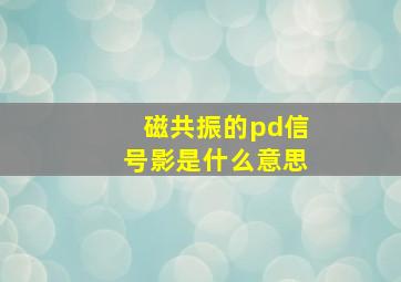 磁共振的pd信号影是什么意思