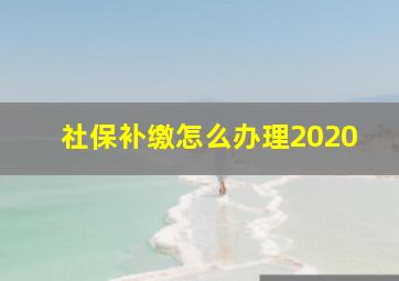 社保补缴怎么办理2020