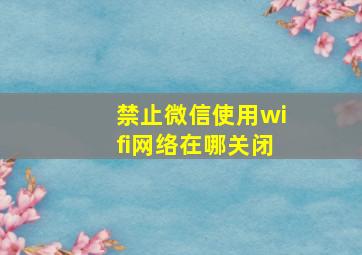 禁止微信使用wifi网络在哪关闭