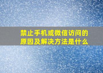 禁止手机或微信访问的原因及解决方法是什么