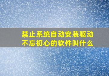 禁止系统自动安装驱动不忘初心的软件叫什么