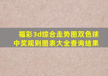 福彩3d综合走势图双色球中奖规则图表大全查询结果